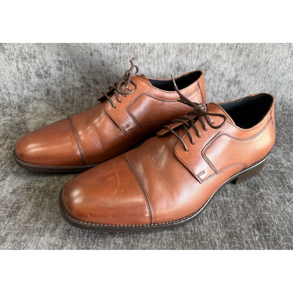 Mens Sz 10W Johnston & Murphy J.Murphy Cap Toe Derby Oxfords Brown Leather
